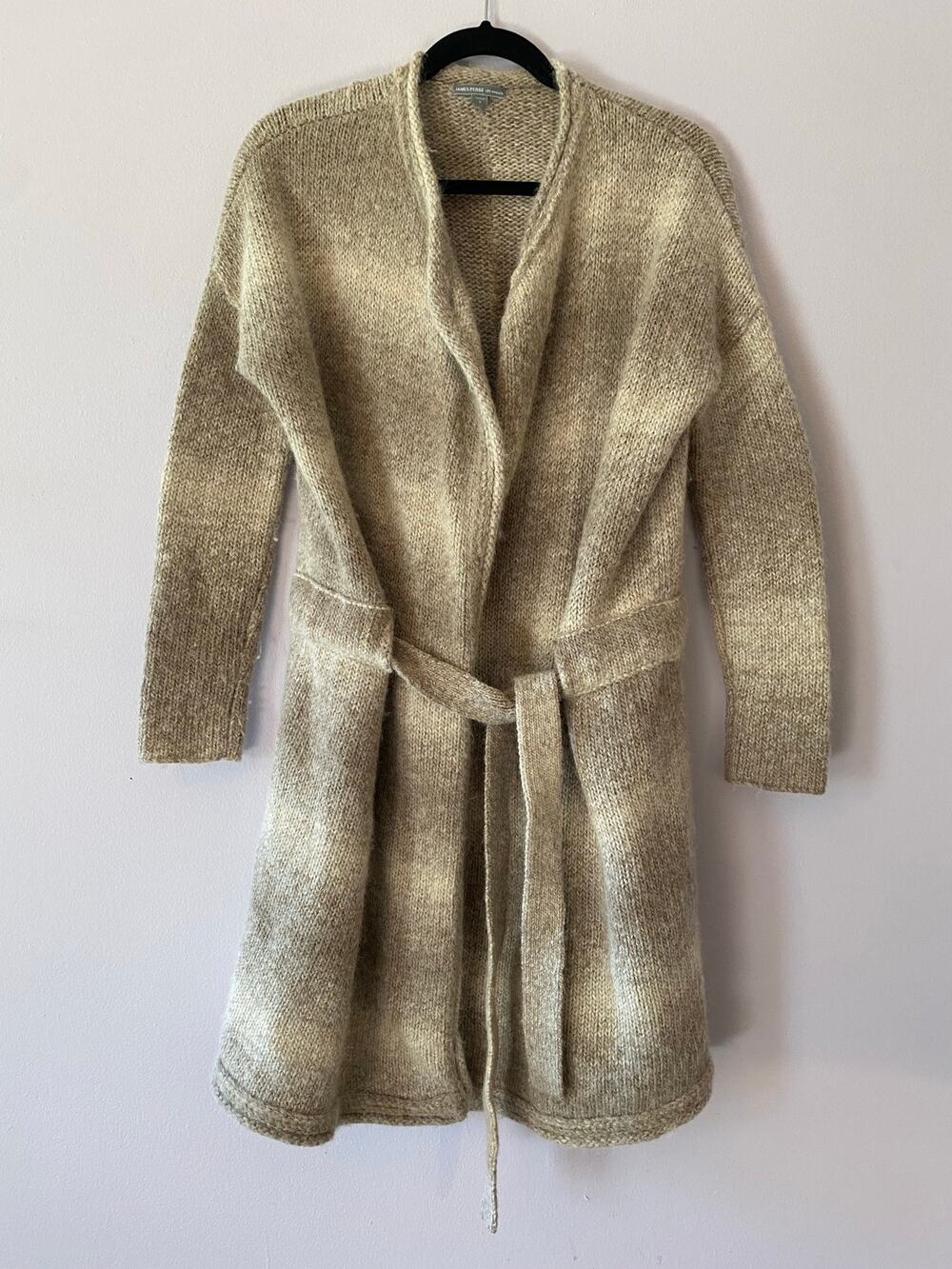 James Perse Tan Gray Duster Cardigan Lounge Alpaca Wool Blend Minimalist 3/Large